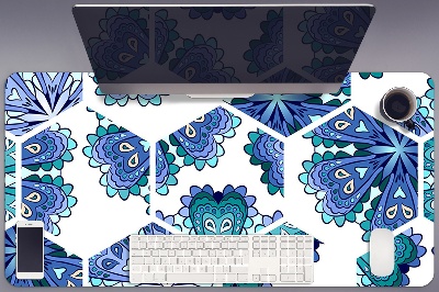 Desk mat hexagonal flowers