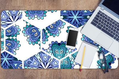 Desk mat hexagonal flowers