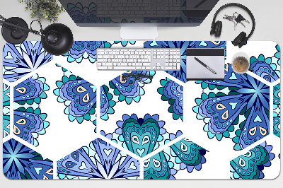 Desk mat hexagonal flowers