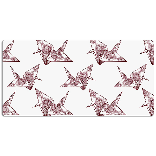 Large desk mat table protector origami birds