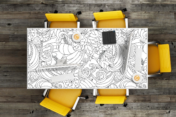 Large desk mat for children doodle pattern