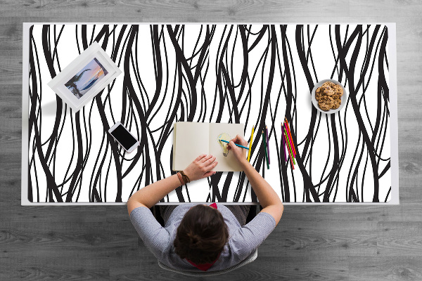 Large desk mat table protector wavy lines