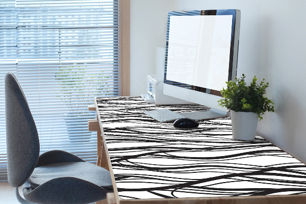 Large desk mat table protector wavy lines