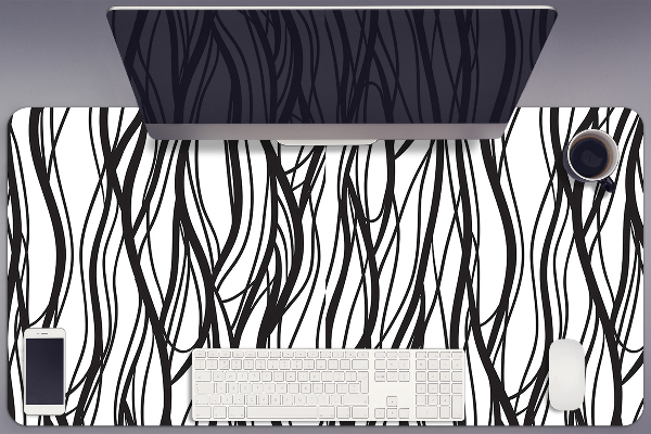 Large desk mat table protector wavy lines