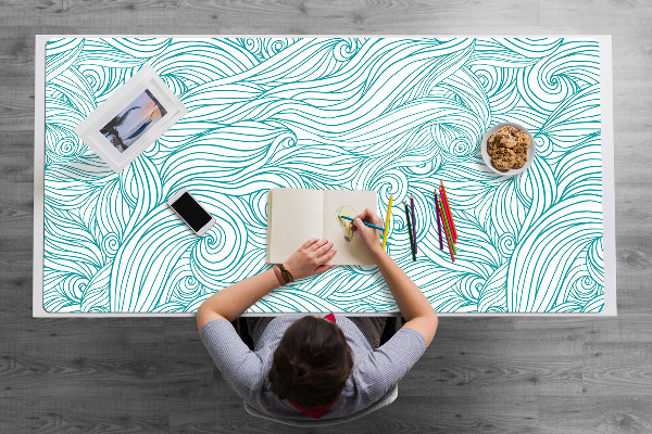 Large desk pad PVC protector vintage waves