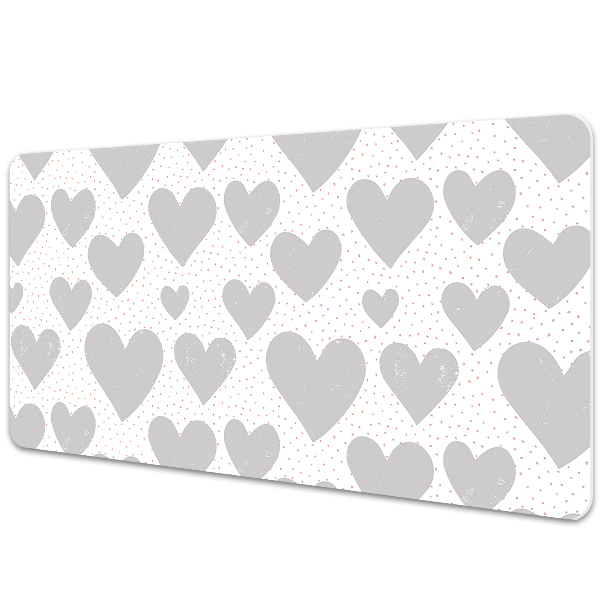 Large desk mat for children gray heart