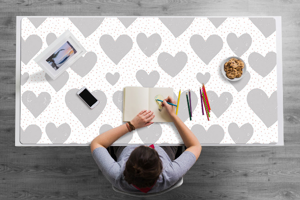 Large desk mat for children gray heart