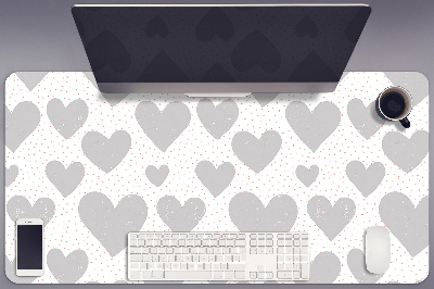 Large desk mat for children gray heart