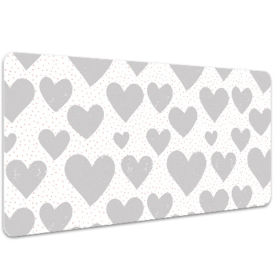 Large desk mat for children gray heart