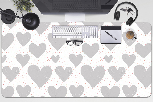 Large desk mat for children gray heart