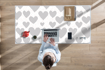 Large desk mat for children gray heart