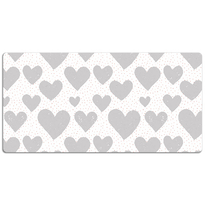 Large desk mat for children gray heart