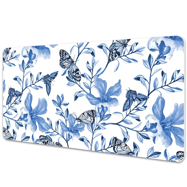 Desk pad blue flowers