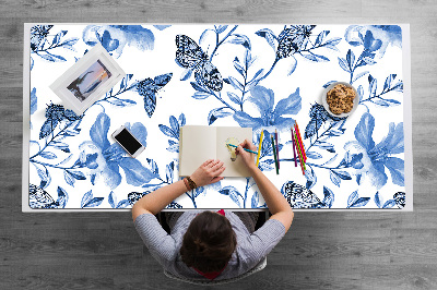 Desk pad blue flowers