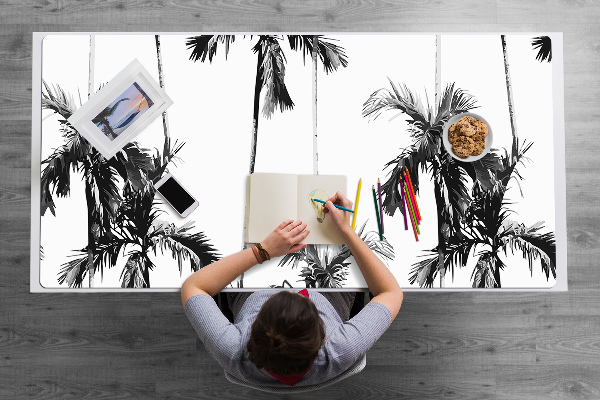 Desk mat Black and white palm