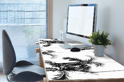 Desk mat Black and white palm