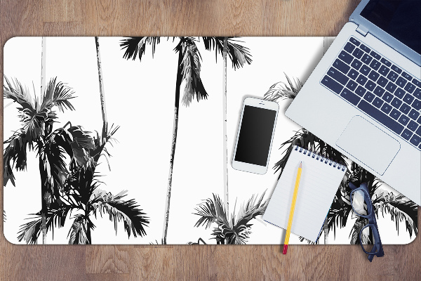 Desk mat Black and white palm