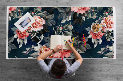 Full desk protector red peonies