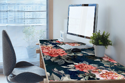 Full desk protector red peonies