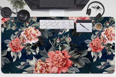 Full desk protector red peonies