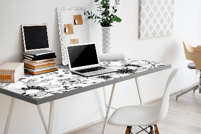 Full desk pad Black-and-white pattern