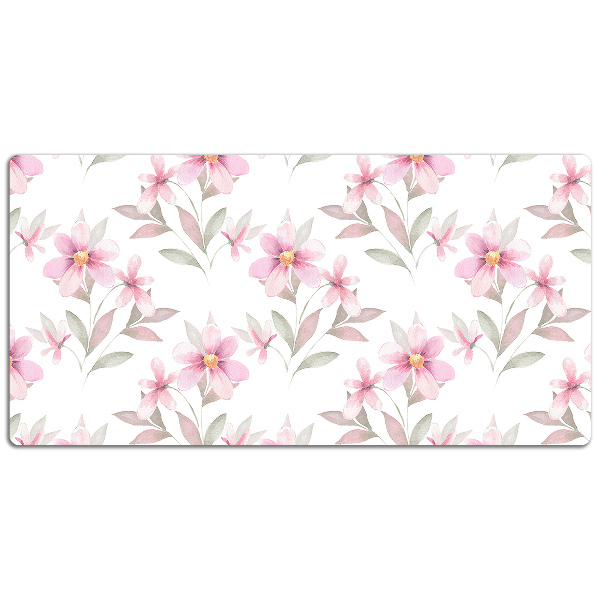 Large desk mat table protector pink flowers