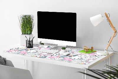 Large desk mat for children Flamingos