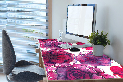 Large desk mat table protector Red roses