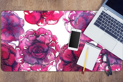 Large desk mat table protector Red roses