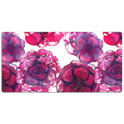 Large desk mat table protector Red roses