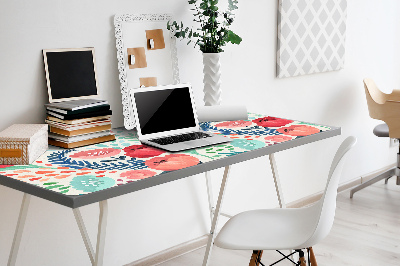 Large desk mat table protector Red poppies