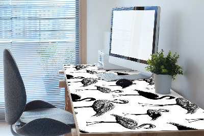 Desk mat Retro style flamingos