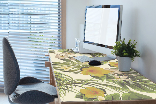 Desk pad Tropical leaves and flowers