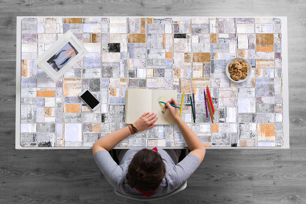 Full desk protector colorful tiles