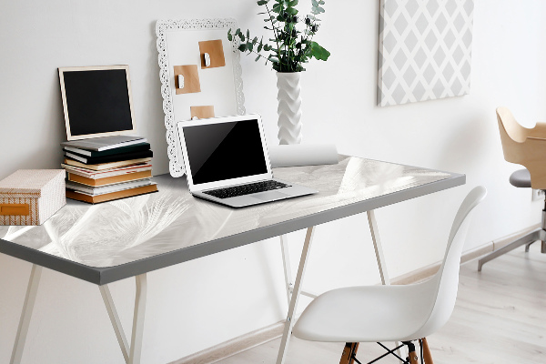 Desk mat Beautiful white feathers