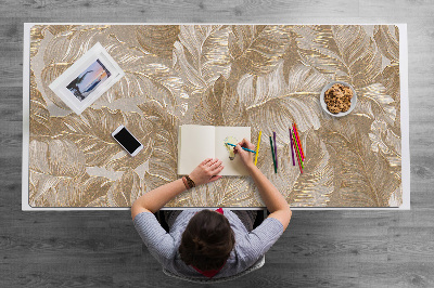 Large desk pad PVC protector golden leaves