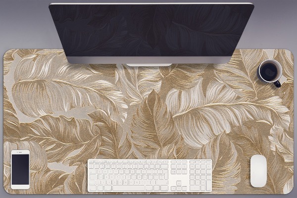 Large desk pad PVC protector golden leaves