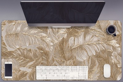 Large desk pad PVC protector golden leaves