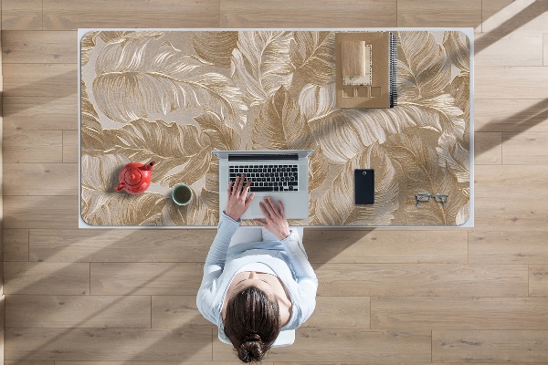 Large desk pad PVC protector golden leaves
