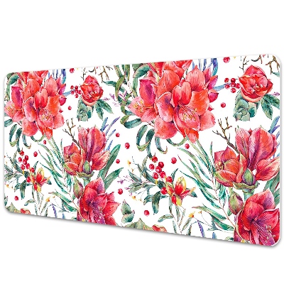 Desk pad red flowers