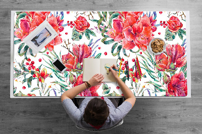 Desk pad red flowers