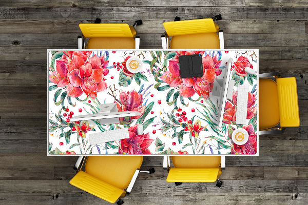 Desk pad red flowers