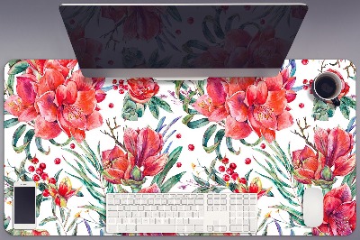 Desk pad red flowers