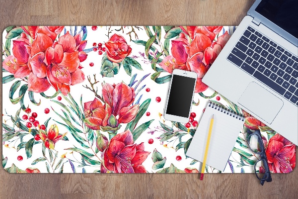 Desk pad red flowers