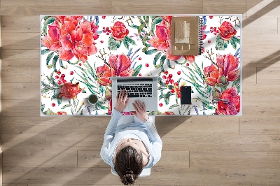 Desk pad red flowers