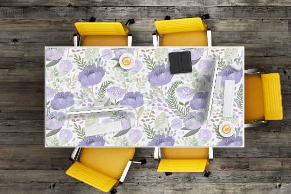 Large desk mat table protector pastel poppy