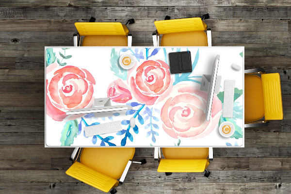 Large desk pad PVC protector bright flowers