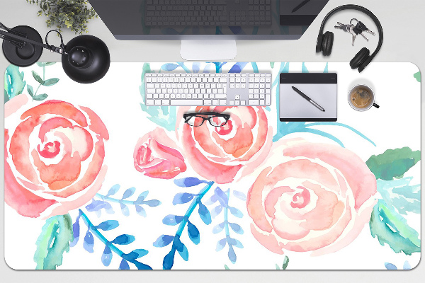 Large desk pad PVC protector bright flowers