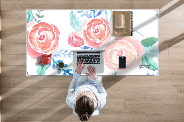 Large desk pad PVC protector bright flowers