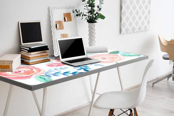 Large desk pad PVC protector bright flowers